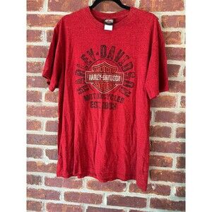 Harley Davidson burnt red orange and black heathered tshirt large‎